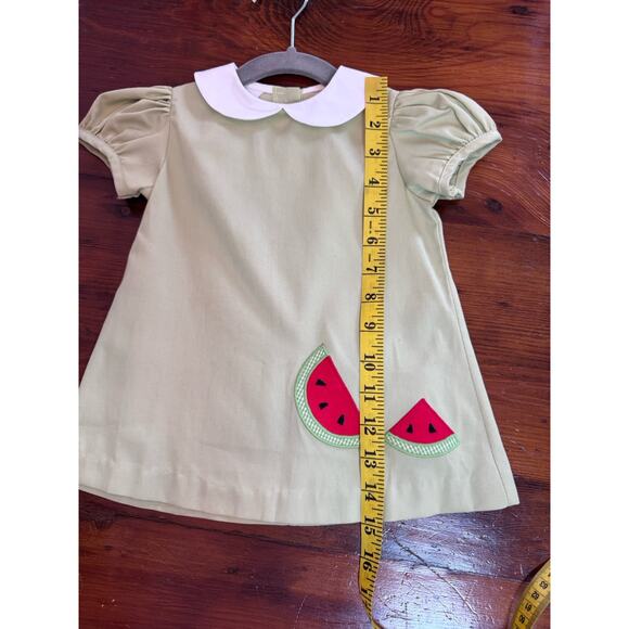 Betti Terrell Baby Girl Watermelon Applique Dress Size 12 Months Green - Picture 2 of 7